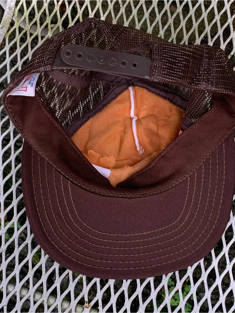 Vintage Sport-EZ Sebewaing MI Mesh Trucker Hat  SnapBack Brown & White
